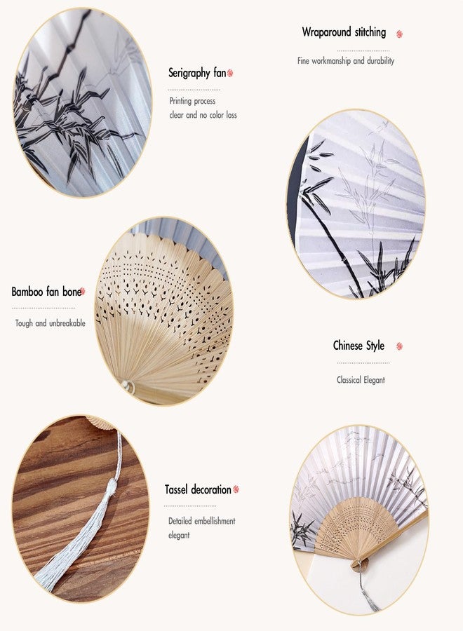 GCFTIFF 2 Pack Folding Hand Fan for Men Women,Foldable Chinese Japanese Vintage Bamboo Fan-for Hot Flash, Church, EDM, Music Festival, Party, Dance, Performance, Decoration, Gift (Gray,Black) - Image 5